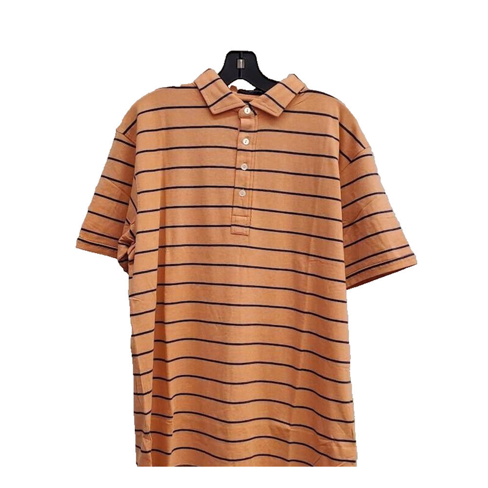 NWT - John Morgan Sportswear Polo Shirt L Men Peach Stripe Golf